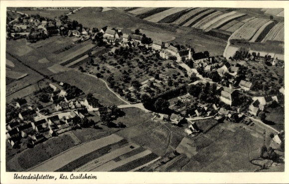 Postcard Unterdeufstetten Fichtenau in Württemberg, aerial photograph