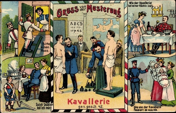 Chromo-Litho salute from the muster, cavalry, soldier&#39;s love