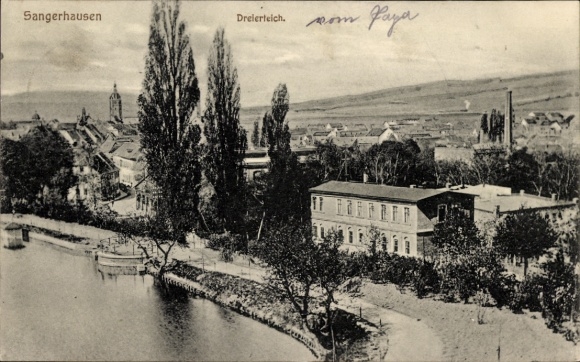 Postcard Sangerhausen am Harz, Dreierteich