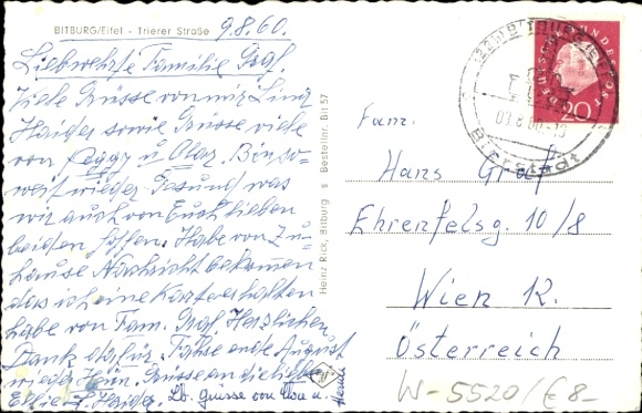 Ansichtkaart Bitburg in de Eifel, Trierer Straße, winkels