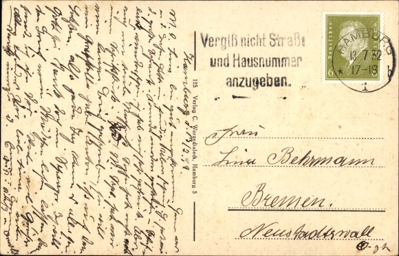 Postcard Hamburg Mitte St Pauli, Kersten Miles Bridge, Bismarck Monument