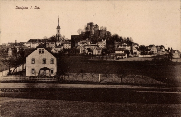 Postcard Stolpen in Saxony, general view, castle