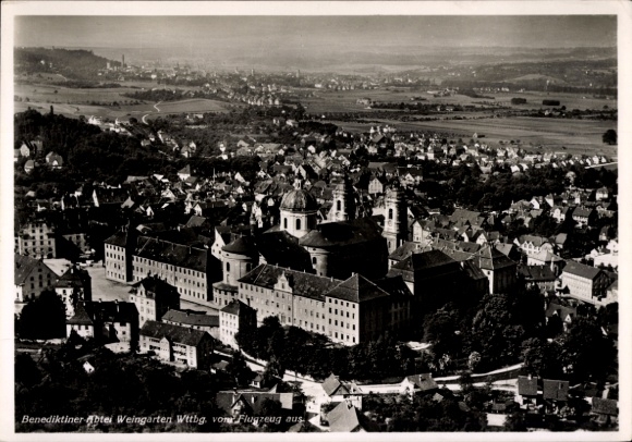 Postcard Weingarten in Württemberg, aerial photograph