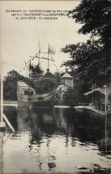 Postcard Gand Gent East Flanders, World Exhibition 1913, pool for the water slide
