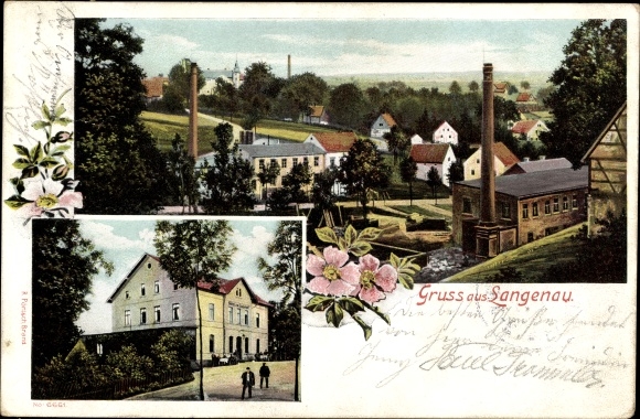 PC Langenau Brand Erbisdorf in the district of Mittelsachsen, partial view of the place, inn