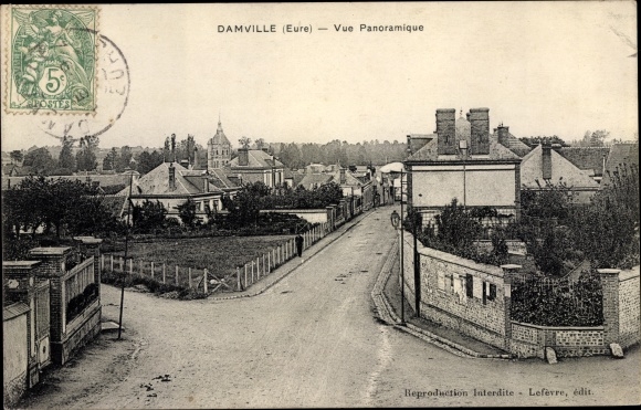 Postcard Damville Eure, Panoramic View