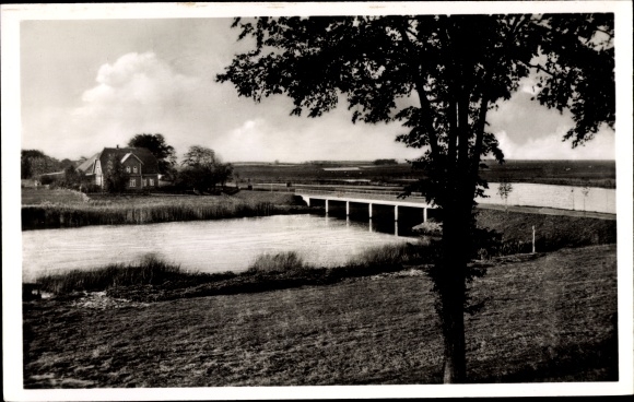 Ansichtkaart Schwabstedt aan de Treene Noord-Friesland Sleeswijk-Holstein, kavel aan de rivier