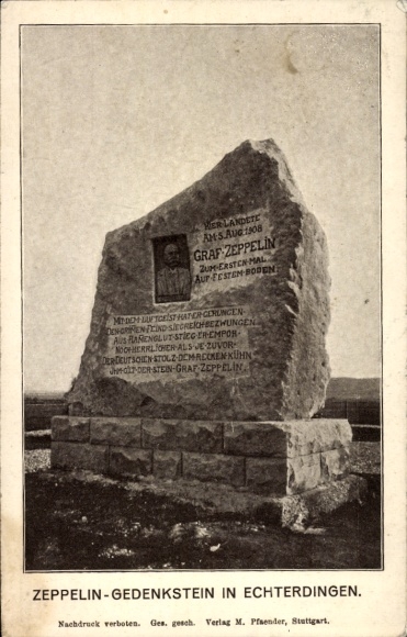 Ak Leinfelden Echterdingen, Zeppelin Gedenksteines, Graf Zeppelin