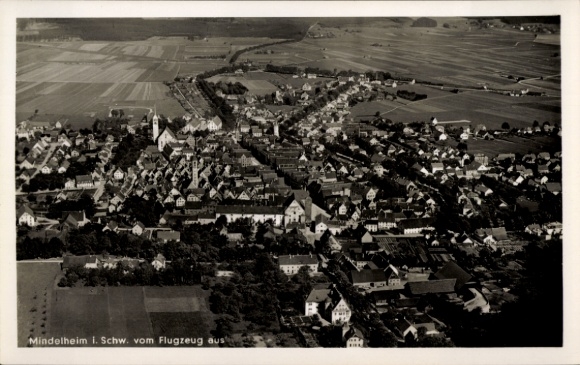 Postcard Mindelheim in Unterallgäu, aerial photograph