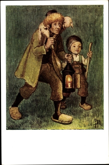 Kunstenaarskaart Bachlechner, Jos., nr. 6, loop naar de wieg