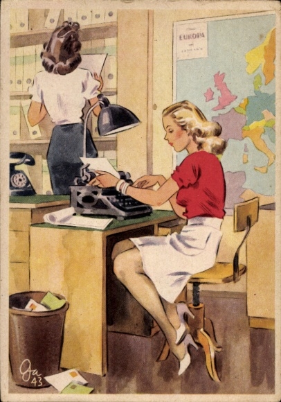 Kunstenaar Ak Gagelmann, vrouwen creëren voor jou, stenograaf bij de typemachine, nr. 650
