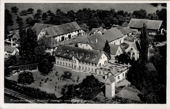 Ak Storzeln Hilzingen im Hegau, Kinderheim, Gutshof, Fliegeraufnahme