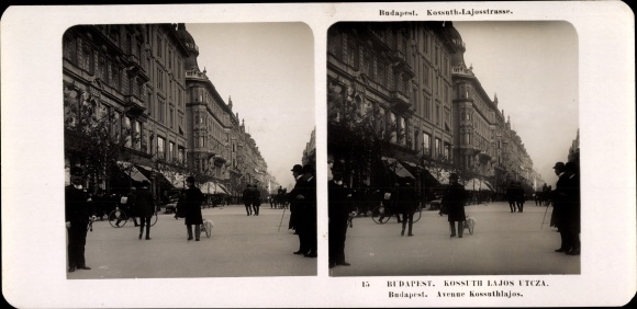 Stereo Photo Budapest Hungary, 1906, Kossuth Lajosstraße