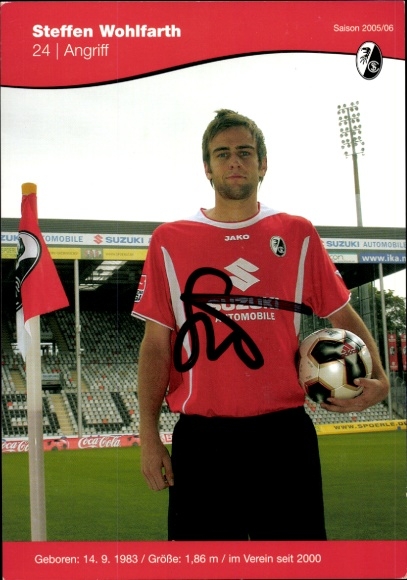 Autogrammkarte Fußballer Steffen Wohlfahrt, SC Freiburg, Autogramm