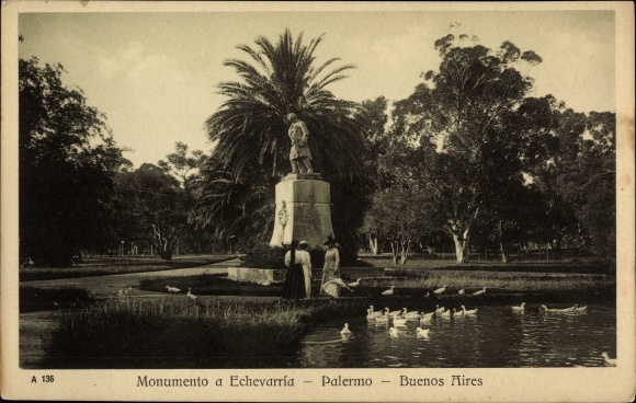 Postcard Palermo Buenos Aires Argentinien, Monument to Echevarria