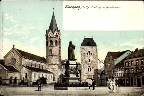Postcard Lutherstadt Eisenach Thuringia, Luther Monument, Nicolaithor