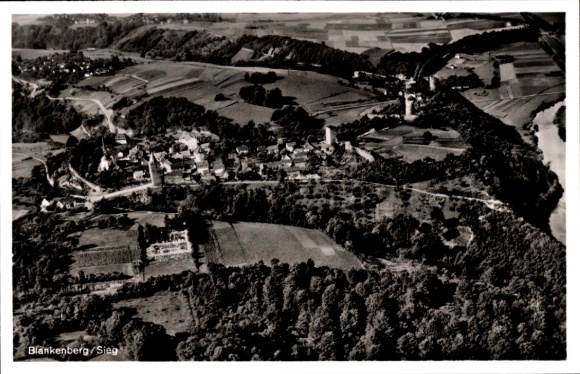 Postcard Blankenberg Hennef an der Sieg, aerial photograph