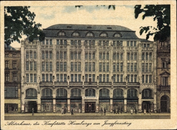 Postcard Hamburg Mitte Neustadt, Jungfernstieg, Alsterhaus