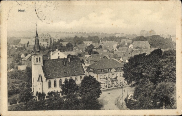 Ak Werl in Westfalen, gedeeltelijk zicht, kerk