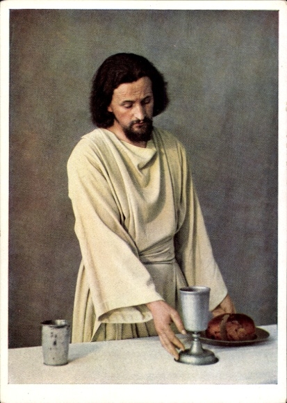 Postcard Oberammergau in Upper Bavaria, Passion Play, Jesus, actor Anton Preisinger