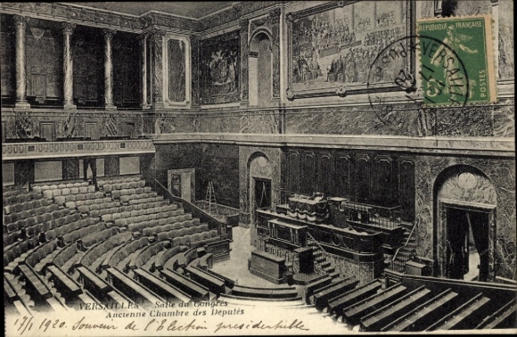 Picture Versailles Yvelines, Salle du Congrés, old Chamber of Deputies, election 1920