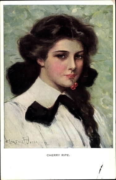 Artist PC Underwood, Clarence, rijpe kersen, portret van een vrouw