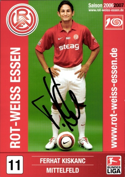 Autogrammkarte Fußballer Ferhat Kiskanc, Rot Weiss Essen, Autogramm