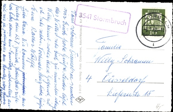 KP kraj stempla pocztowego 3541 Burza, zachód słońca nad Diemelsee