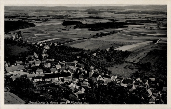 Ak Schechingen in Württemberg, Luftaufnahme von  ländliche Umgebung,  Architektur