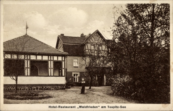 Postcard Teupitz in der Mark, Hotel-Restaurant Waldfrieden on Lake Teupitz