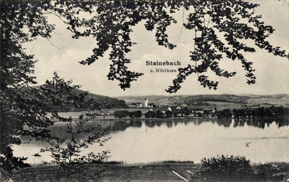 Postcard Steinebach am Wörthsee Upper Bavaria, view of the village from a distance