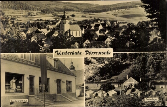 Postcard Unterkatz Dörrensolz Wasungen in the Thuringian Forest, Panorama, holiday camp, country store