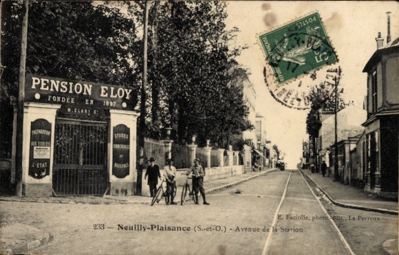 Postcard Neuilly Plaisance Seine Saint Denis, Bahnhofstrasse, Pension Eloy