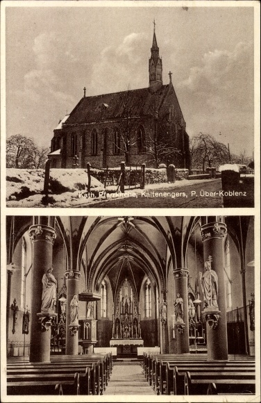 Ak Kaltenengers Rheinland Pfalz, Kath. Pfarrkirche, Winter, Innenansicht