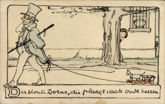 Artist Postcard Dis stoute Dorus, die plaagt vaak oude heeren