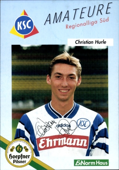 Autogrammkarte Fußballer Christian Hurle, Karlsruher SC, Autogramm