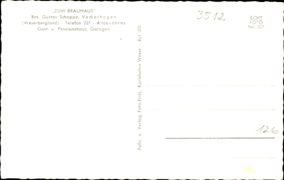 PC Veckerhagen Reinhardshagen an der Weser, Zum Brauhaus, owned by Gustav Schoppe