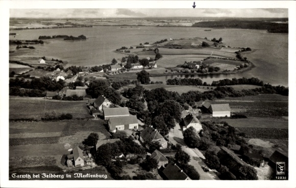 Postcard Carwitz in Mecklenburg, aerial photograph