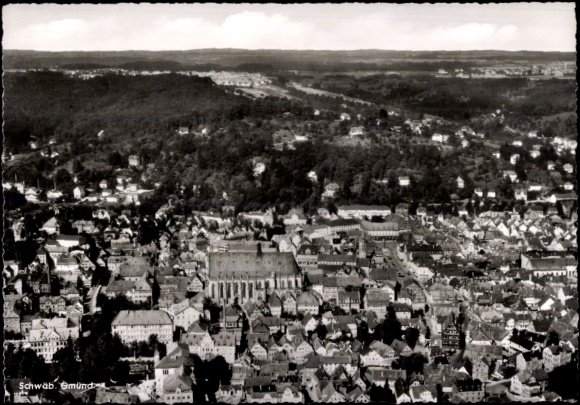 Postcard Bargau Schwäbisch Gmünd in Württemberg, aerial view of cityscape, architecture