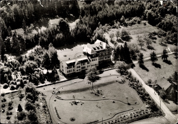 Postcard Hamm an der Sieg, Bible and convalescent home Hohegrete, aerial photograph