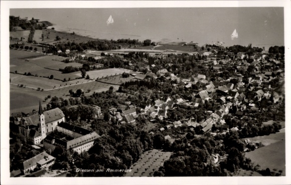 Ak Dießen am Ammersee Oberbayern, Fliegeraufnahme