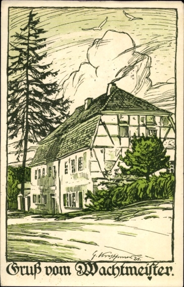 Artist Postcard Bad Düben an der Mulde Saxony, Gasthof Dübener Heide, street view, sergeant