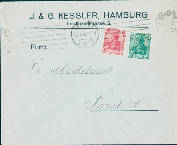Briefumschlag J. & G. Kessler, Ferdinandstraße 5, Hamburg