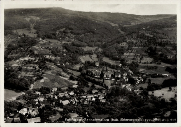 Postcard Sasbachwalden in the Black Forest, aerial photograph