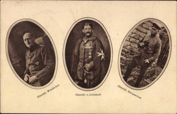 Postcard Lieutenant General Wunderlich, Major General von Lilienhoff, Marquardsen