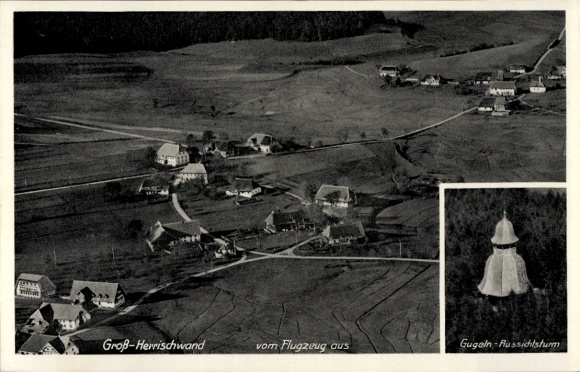 Ak Großherrischwand Herrischried am Hotzenwald, Fliegeraufnahme, Gugeln Aussichtsturm