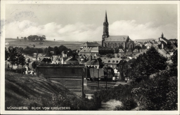 Ak Münchberg in Opper-Franken, Beieren, uitzicht vanaf Kreuzberg