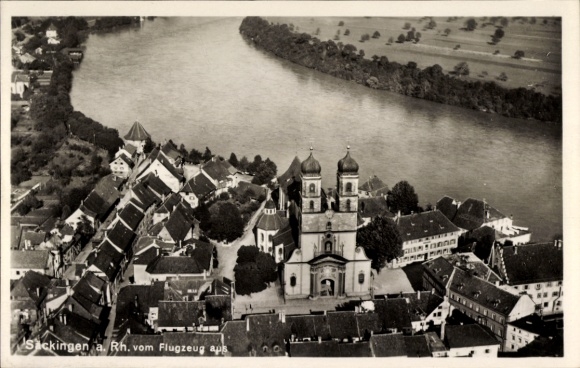 Postcard Bad Säckingen on the High Rhine, aerial photograph