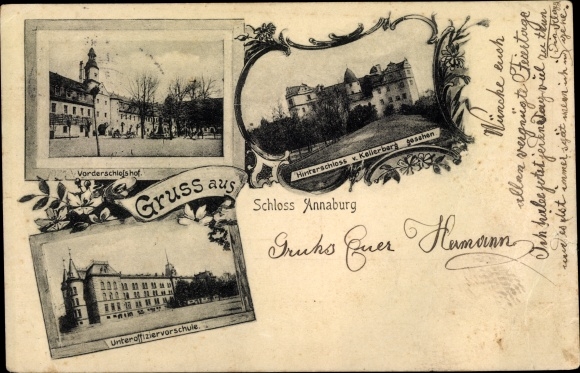 Postcard Annaburg in Saxony Anhalt, castle and non-commissioned officer school