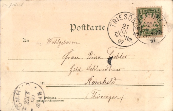 Chromo-Litho Triesdorf Weidenbach in the Altmühltal Middle Franconia, tree plantation, agricultural school, White Castle